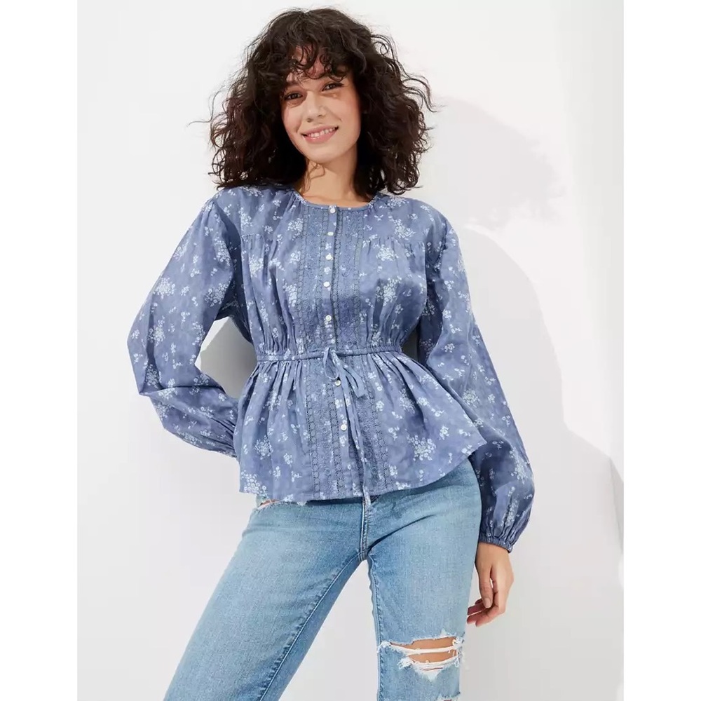 American Eagle Outfitters Blue Floral Tunic